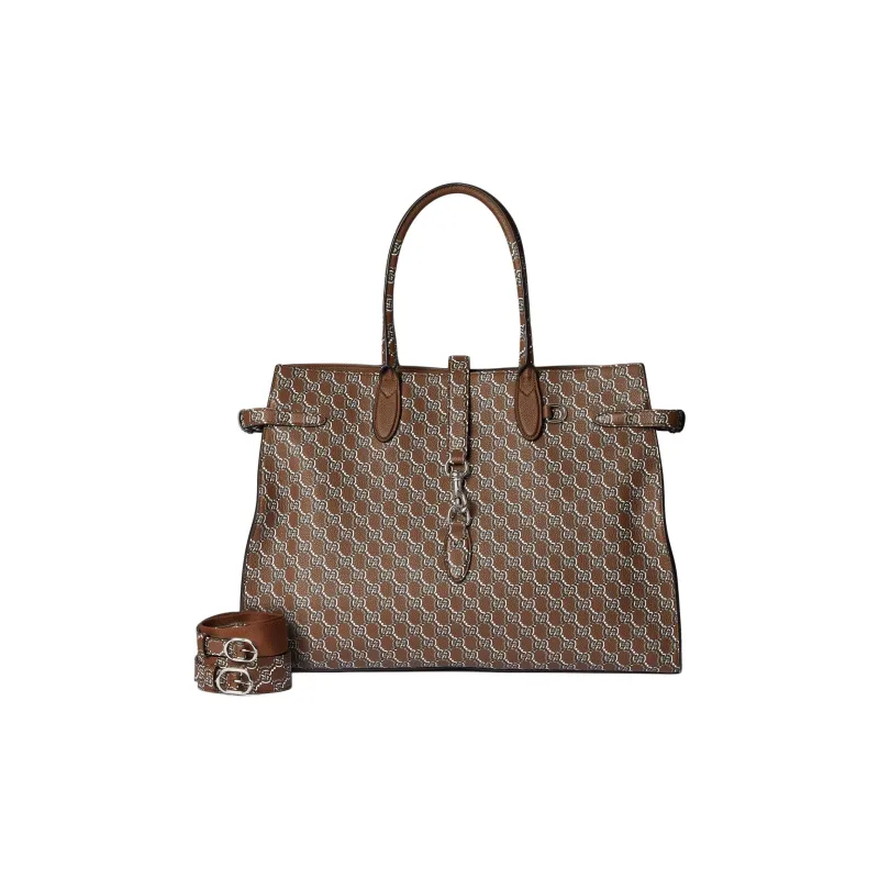 GUCCI Soft Grained Leather Tote Bag Shopping Bag Handbag Large Size Women's Light Brown-1