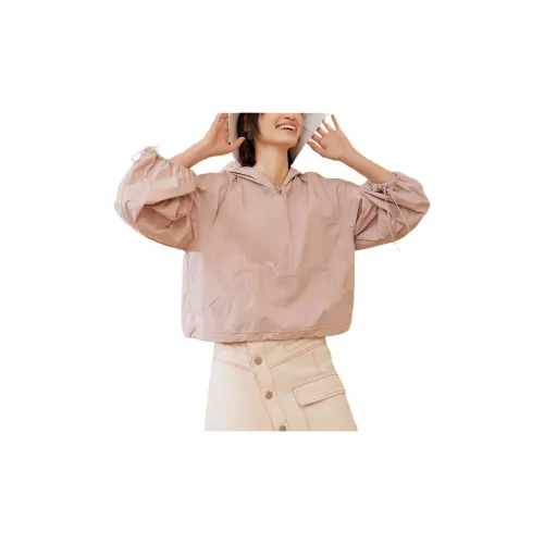 QIAODAN Trench Coats Women's Oil Gray Pink