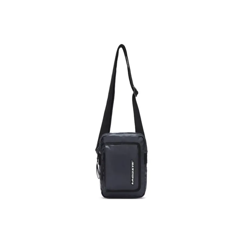 LACOSTE Coated Polyester Crossbody Bag Shoulder Bag Men's Steel Blue/Tea Brown-0