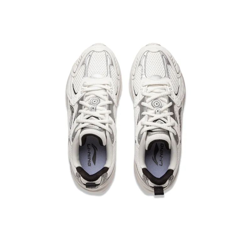 LiNing Meteor 2K Cushioning, Slip Resistant, And Abrasion Resistant Low Top Running Shoes Women's White Silver-3