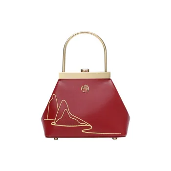 Ancient Yi Xi Cow Leather Cheongsam-Style Gold-Plated Handbag Small Size Women's Door Red