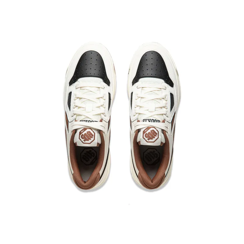 LiNing Rookie Slip Resistant Cushioning Wear Resistant Lightweight Low Top Skateboard Shoes Unisex White Brown-3