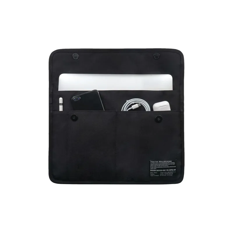 Rough Enough Canvas Canvas Bag 14 Inch Computer Storage Bag Clutch Unisex Black-2