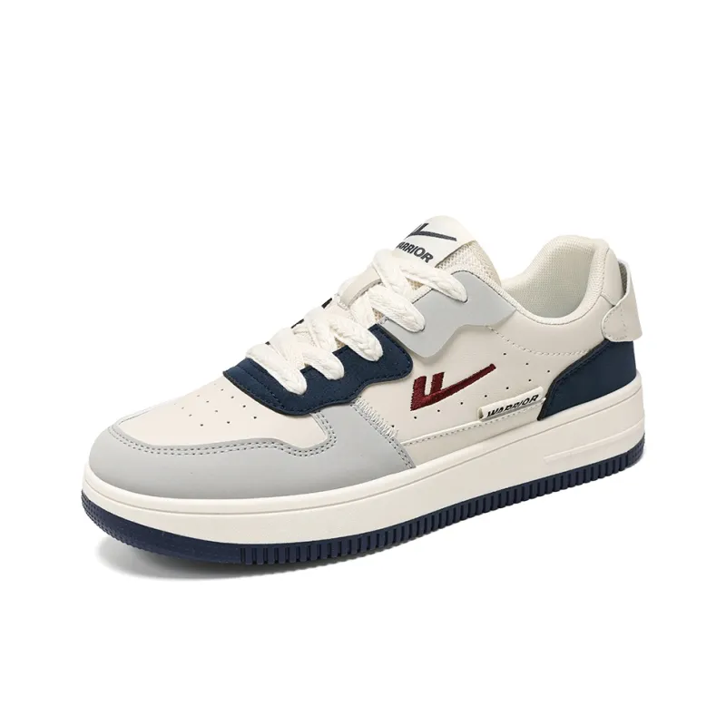 Warrior Classic Vintage White Sneakers Abrasion Resistant Height Increasing Low Top Skateboard Shoes Unisex-1