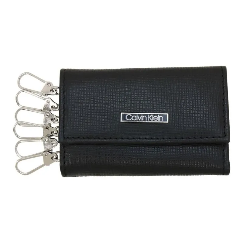 CALVIN KLEIN Leather Key Pouch Men's Black-1