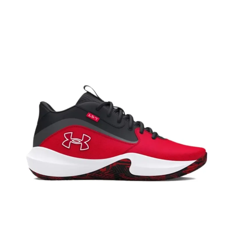 Under Armour Lockdown 7 Anti Slip Wear Resistant Low Top Basketball Shoes Unisex Red Black-1