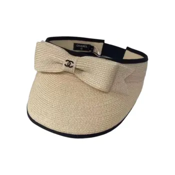 CHANEL Straw Woven Sun Protection Hats Women's Beige