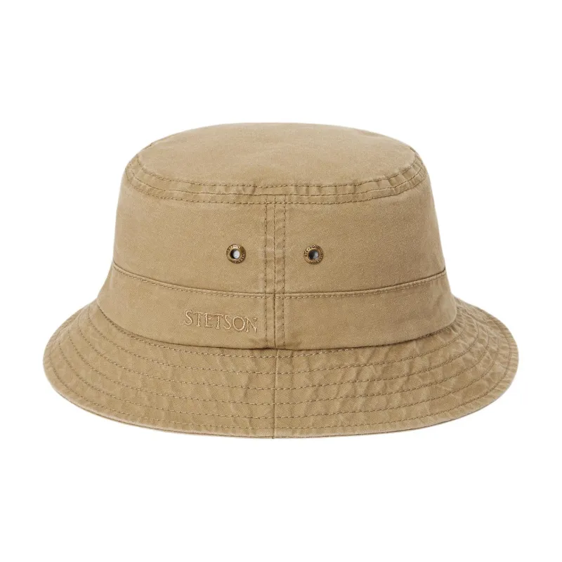 STETSON Cotton Bucket Hats Unisex Khaki-3