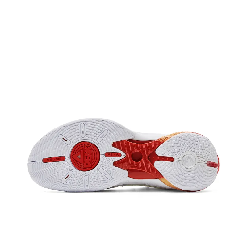PEAK Basketball Shoes Men Low Top White Gold Red-5