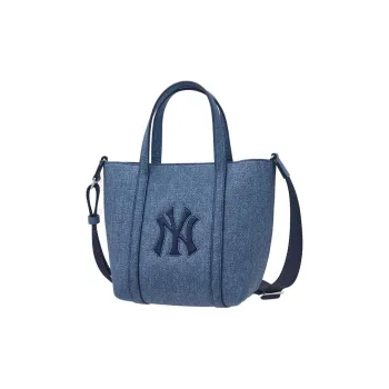 MLB Artificial Leather Tote Basket Bag Handbag Shoulder Bag Crossbody Bag Regular Unisex Denim Blue