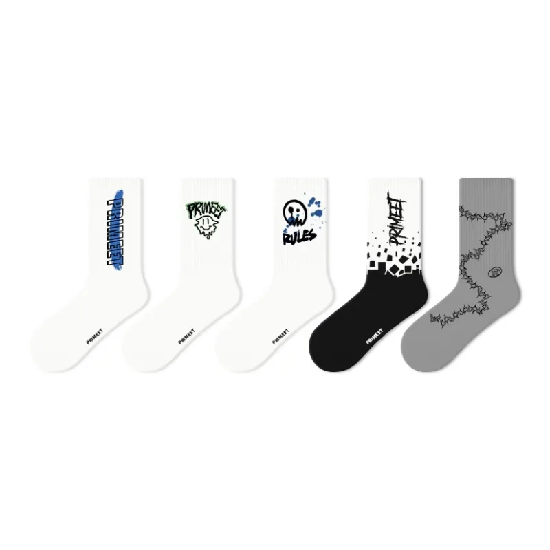 Primeet Mid Calf Socks Summer Unisex 5 Pack-3
