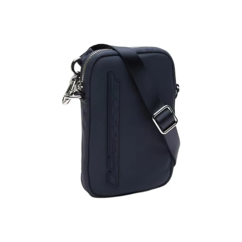 LACOSTE Recycled Polyamide One Shoulder Crossbody Cell Phone Pouch Unisex White Night Blue-1