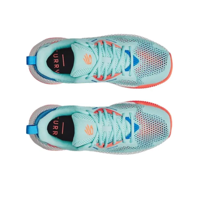 Under Armour Hovr Splash 3 Slip-Resistant Breathable Lightweight Cushioning Low-Top Basketball Shoes Men's Cyan-3
