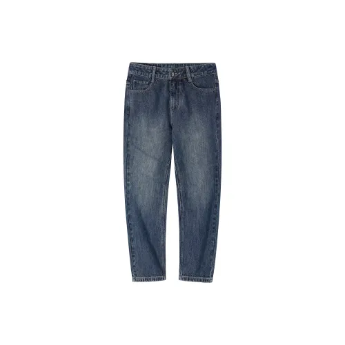 CAMEL Straight Fit Loose Fit Vintage Breathable Pants Versatile Casual Washed Distressed Jeans Men's