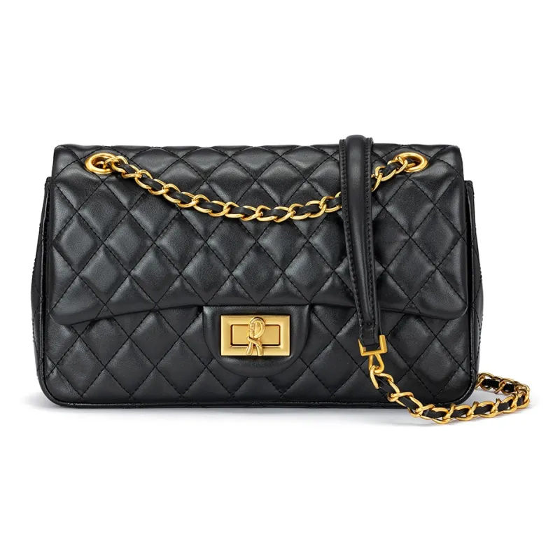 ROBERTA DI CAMERINO Cow Leather Chain Shoulder Bag Crossbody Bag Small Square Bag Regular Women's Black/White-1