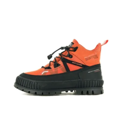Palladium Slip Resistant Waterproof High Top Outdoor Shoes Unisex Orange Black