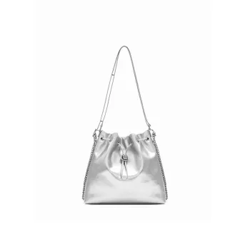 MUVA Cow Leather Shoulder Bag Women's Lunar Rock Silver/Milkshake White/Twilight Black