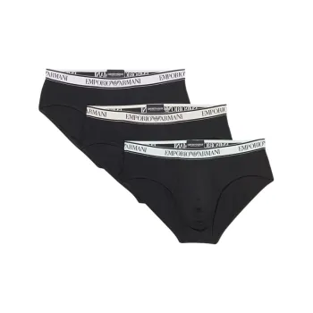 EMPORIO ARMANI Logo jacquard Cotton Briefs Pack Of Three
