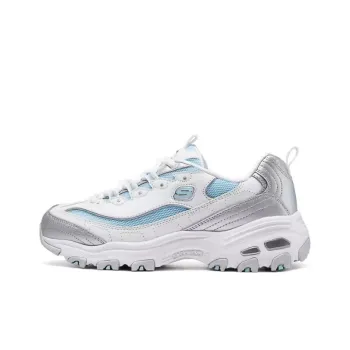 Skechers DLITES Slip Resistant Breathable Low Top Chunky Sneakers Women's Silver White