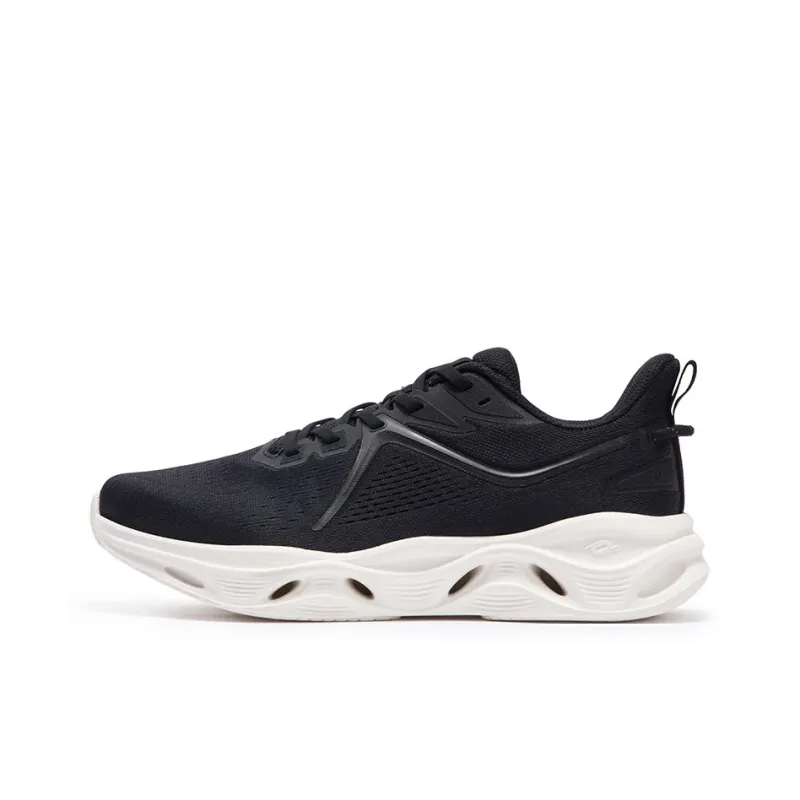 361° Cushioning Wear Resistant Low Top Casual Running Shoes Men's Black White-0