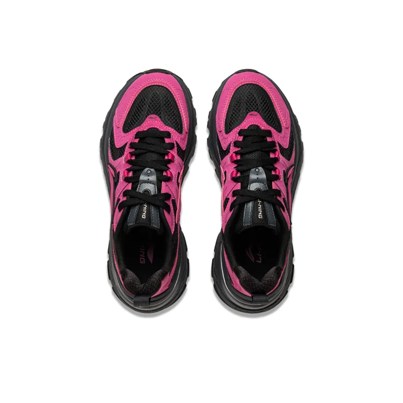 LiNing Beichen 2K Anti Slip Wear Resistant Low Top Chunky Sneakers Women's Rose Red-3