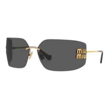 MIU MIU Acetate Polyamide Metal Square Sunglasses Men's Gold/Black/Brown