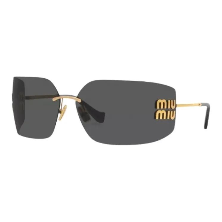 MIU MIU Acetate Polyamide Metal Square Sunglasses Men's Gold/Black/Brown-0
