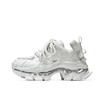 VITTORIO VENTURA Anti-Slip Wear-Resistant Low-Top Chunky Sneakers Women's Brushed Silver
