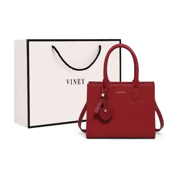 VINEY Cow Leather Portable Crossbody Bag Shoulder Bag Mom Bag Large Size Women's Red