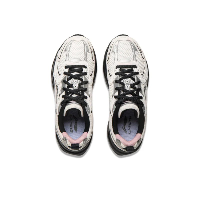 LiNing Meteor 2K Cushioning, Slip Resistant, And Abrasion Resistant Low Top Casual Running Shoes Women's Black White-3