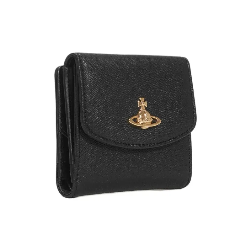 Vivienne Westwood PU Polyurethane With Polyester And Cotton Wallet Small Size Women's Black-1