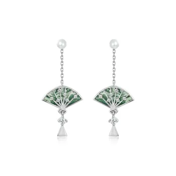 Long Fu Agate Jade Earrings Women's