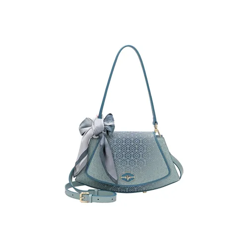 Ancient Yi Xi Cow Leather Underarm Crossbody Bag, Shoulder Bag Regular Women's Turquoise