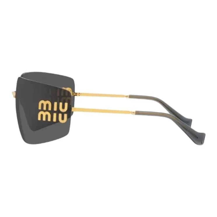 MIU MIU Acetate Polyamide Metal Square Sunglasses Men's Gold/Black/Brown-1