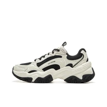 LiNing Brown Sugar V2 Cushioned Wear Resistant Height Increasing Low Top Casual Shoes Women's Black White
