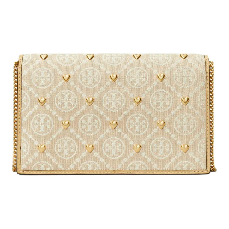 TORY BURCH Jacquard Fabric With Leather Shoulder Bag Crossbody Bag Women's Ivory White Multicolor-2