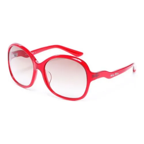 MIU MIU Plastic Oval Sunglasses Women's Red