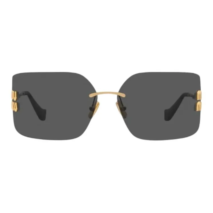 MIU MIU Acetate Polyamide Metal Square Sunglasses Men's Gold/Black/Brown-2