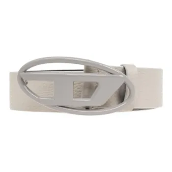 DIESEL Brand Logo Leather Belts Women's White Width 4cm