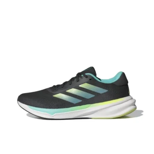 Adidas SUPERNOVA STRIDE Running Shoes Men Low-Top Core Black/Pulse Lime Gray/Shimmery Light Green