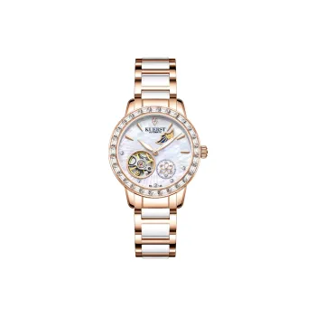 KUERST Automatic Mechanical Movement Steel Strap Watch Women's Watch White Dial