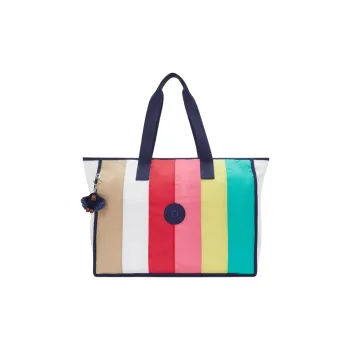 Kipling Nylon Tote Bag, Shopping Bag, Handbag, Shoulder Bag Women's White & Multicolor