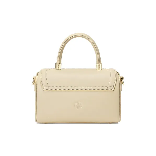 Ancient Yi Xi Cow Leather Niche Vintage Cheongsam Handbag, Shoulder Bag, Crossbody Bag Women's Apricot White-2