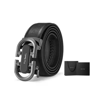 PIERRE CARDIN Top Grain Cow Leather Men's Commute Belt With Pants Waistband Men's Black 3.45cm