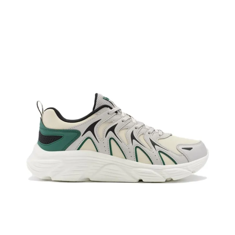 XTEP Abrasion Resistant Low Top Casual Running Shoes Men's White Green-1