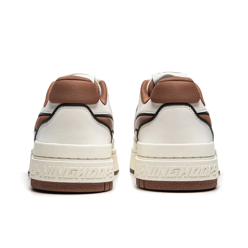 LiNing Rookie Slip Resistant Cushioning Wear Resistant Lightweight Low Top Skateboard Shoes Unisex White Brown-5