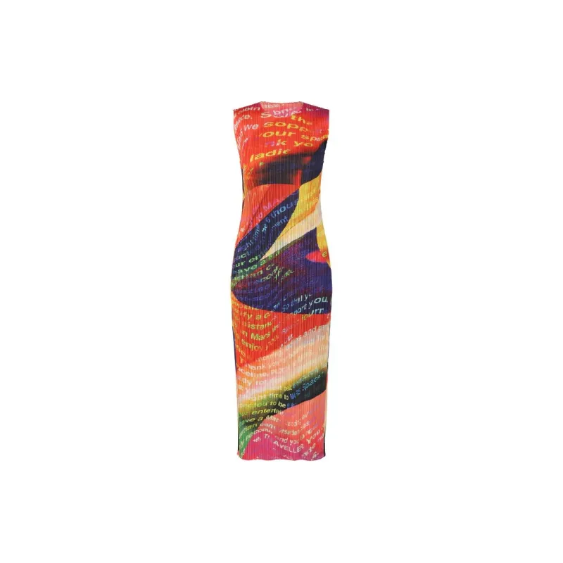 PLEATS PLEASE ISSEY MIYAKE SS24 Sleeveless Dress Women's Red-1