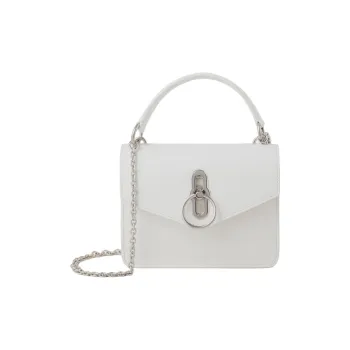 Mulberry Grained Leather Shoulder Bag Crossbody Bag Small Size Women's White Purple