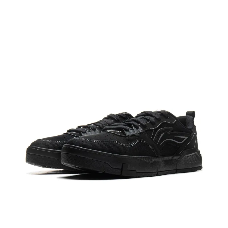 LiNing Yuan Chu Anti Slip Wear Resistant Lightweight Breathable Low Top Skateboard Shoes Men's Black-2