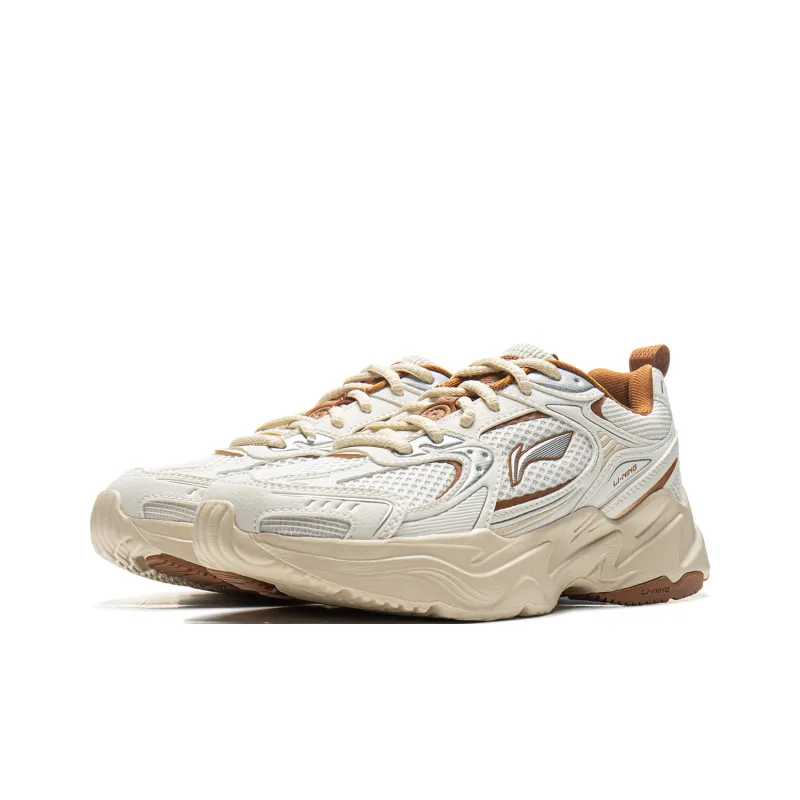 LiNing Meteor 2K Cushioning, Slip Resistant, And Abrasion Resistant Low Top Running Shoes Women's White Umber-2